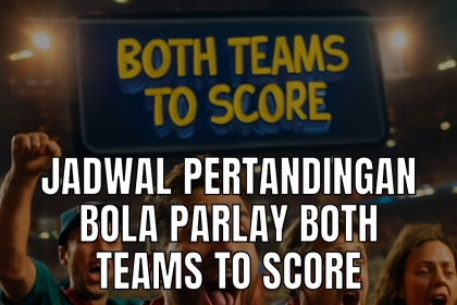 Gambar atmosfir sepak bola menunjukkan Both Teams To Score dengan penonton antusias di stadion.